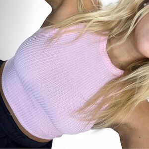Forever 21 Pink Waffle Knit Crop Tank